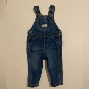 OshKosh B'gosh Kids' Blue Heart Denim Overalls 6-9months
